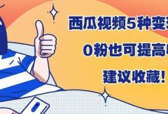 西瓜视频5种变现方法,0粉也可提高收益,建议收藏!