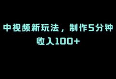 中视频新玩法,制作5分钟,收入100+