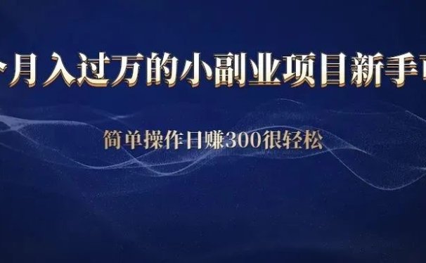 讲个月入10000的小副业项目,简单操作日赚300很轻松