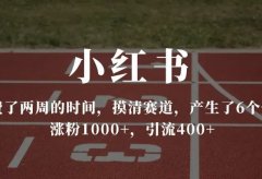 花费了两周的时间,摸清赛道,产生了6个小红书爆款图文,涨粉1000+,引流400+
